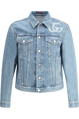 Gucci Kurtki, Mężczyzna, Niebieski, L, Denim, Double G Denim Jacket