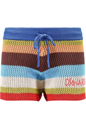 Dsquared2 Szorty, Kobieta, Wielobarwność, S, Bawełna, Jasnoniebieskie Szorty z Elastycznym Pasem