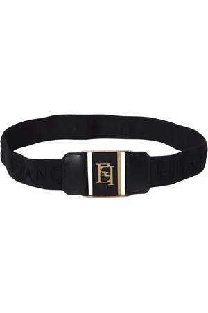 Elisabetta Franchi Akcesoria, Kobieta, Czarny, L, Czarna Klamra Paska Logo Elegancki Styl