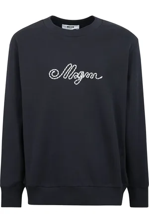 Msgm Bluzy, Mężczyzna, Niebieski, M, Bawełniany Sweter z dekoltem w serek