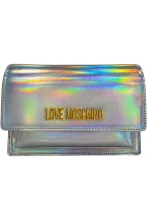 Moschino Akcesoria, Kobieta, Szary, ONE SIZE, Len, Srebrna Torba na Ramię z Polietylenu