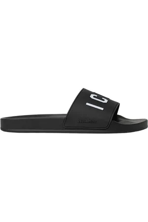 Dsquared2 Buty, Mężczyzna, Czarny, 41 EU, Czarne Gumowe Klapki Sandały