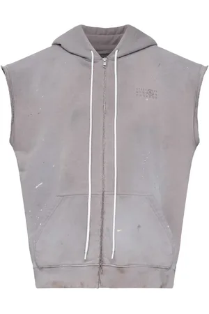 Maison Margiela Bluzy, Mężczyzna, Szary, L, Szara bluza z kapturem i zamkiem błyskawicznym