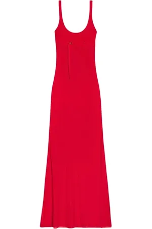 Jacquemus Sukienki, Kobieta, Czerwony, M, Czerwona Sukienka Maxi z Paskiem