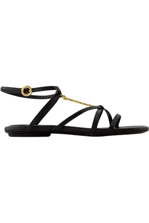 Jacquemus Buty, Kobieta, Czarny, 37 EU, Skóra, Czarne skórzane sandały