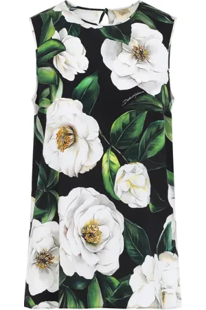 Dolce & Gabbana Koszulki, Kobieta, Wielobarwność, XS, Czarna Jedwabna Góra dla Kobiet