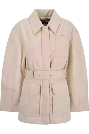 Jacquemus Kurtki, Kobieta, Beżowy, M, Beżowa Kurtka Oversize z Szerokim Paskiem
