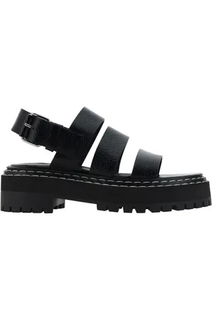 Proenza Schouler Buty, Kobieta, Czarny, 36 EU, Strukturalne Sandały Lug z Zapięciem na Pięcie