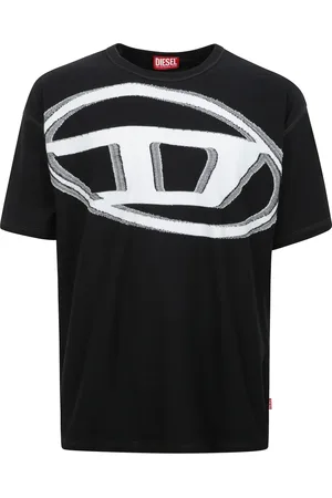 Diesel Koszulki, Mężczyzna, Czarny, XL, Stylizowany Logo T-shirt z okrągłym dekoltem