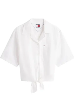 Tommy Hilfiger Bluzki, Kobieta, Biały, XS, Biała koszula krótki rękaw kobiety