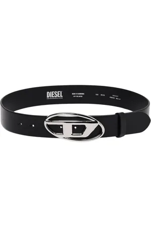 Diesel Akcesoria, Kobieta, Czarny, 80 CM, Czarny Pasek Skórzany z Logo