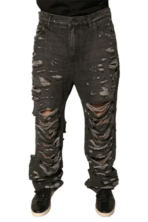 Dolce & Gabbana Jeansy, Mężczyzna, Szary, L, Denim, Ciemnoszare Proste Jeansyy z Bawełny