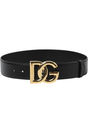 Dolce & Gabbana Akcesoria, Kobieta, Czarny, 75 CM, Czarny skórzany pasek z klamrą DG