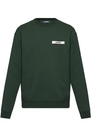 Jacquemus Bluzy, Mężczyzna, Zielony, S, Zielony Sweter z Logo Okrągły Dekolt