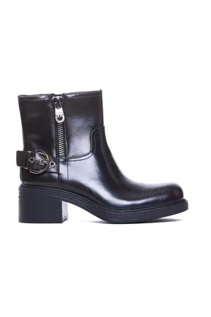 Pinko Buty, Kobieta, Czarny, 39 EU, Skóra, Czarne botki w stylu Aly 05