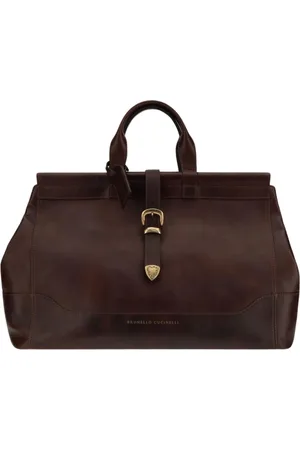 Brunello Cucinelli Torebki, Mężczyzna, brązowy, ONE SIZE, Luksusowa Skórzana Torba Męska Eleganckie Wykończenie