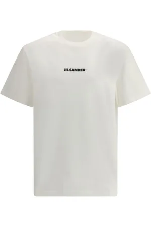 Jil Sander Koszulki, Mężczyzna, Biały, L, Bawełniana koszulka z detalami monogramu