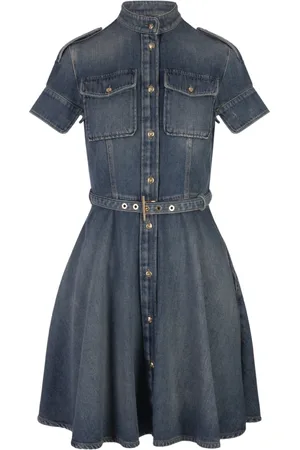 Alexander McQueen Sukienki, Kobieta, Niebieski, S, Denim, Niebieska Sukienka Mini z Dżinsu