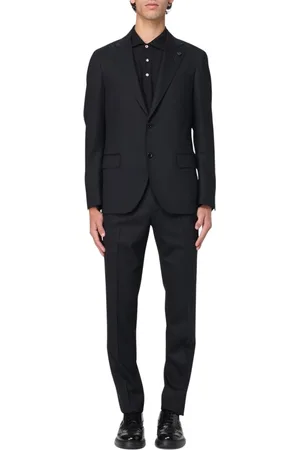 LARDINI Garnitury, Mężczyzna, Czarny, L, Elegancki Wełniany Garnitur