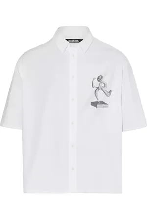 Jacquemus Koszule, Mężczyzna, Biały, L, Biała Oversize Koszula z Perłowymi Guzikami