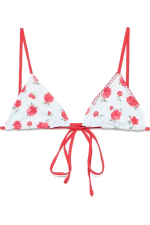 Frankies Bikinis Stroje kąpielowe, Kobieta, Niebieski, XS, Plażowa odzież z kwiatowym wzorem i regulowanymi ramiączkami