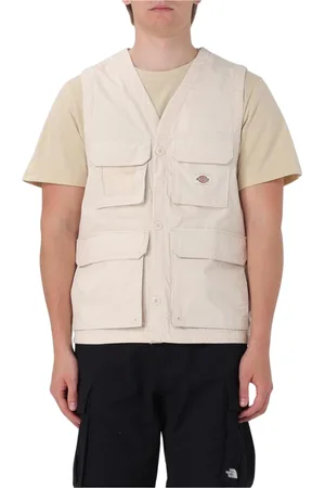 Dickies Kurtki, Mężczyzna, Beżowy, S, Nylon, Kamizelka wielokieszeniowa w stylowym designie