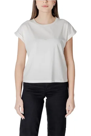 Liu Jo Koszulki, Kobieta, Biały, S, T-shirt z bawełny i elastanu, wygodny i wszechstronny