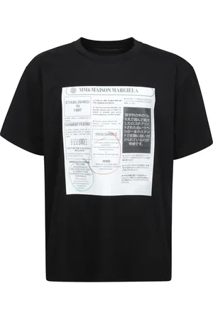 Maison Margiela Koszulki, Mężczyzna, Czarny, S, T-shirt z Graficznym Nadrukiem na Okrągłym Dekolcie