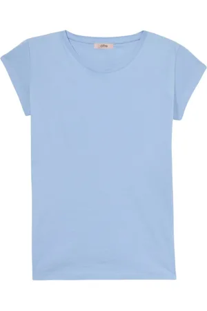 Oltre Koszulki, Kobieta, Niebieski, M, Bawełna, T-shirt z bandaną i pinezką
