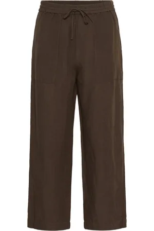 Part Two Spodnie, Kobieta, brązowy, 3XL, Elastyczny Paszcz Lnu Szerokie Spodnie