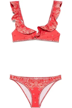 ZIMMERMANN Stroje kąpielowe, Kobieta, Czerwony, S, Bandana Print Koralowa Plażowa