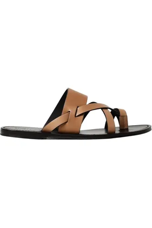 Saint Laurent Buty, Mężczyzna, brązowy, 43 EU, Eleganckie Skórzane Sandały dla Mężczyzn