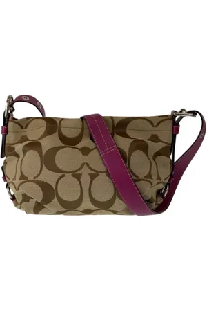 Coach Pre-owned, Kobieta, Beżowy, ONE SIZE, Pre-owned Canvas shoulder-bags