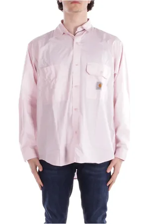 Carhartt Koszule, Mężczyzna, Różowy, M, Koszula z logo i kieszenią na przodzie