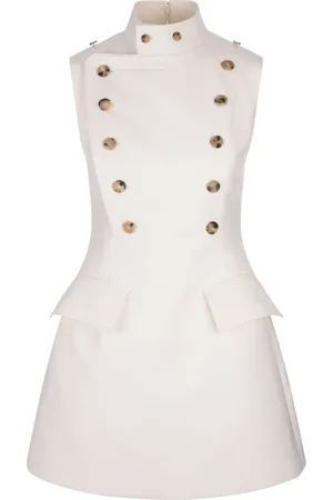 Alexander McQueen Sukienki, Kobieta, Biały, S, Biała Minisukienka z Panierem Kość