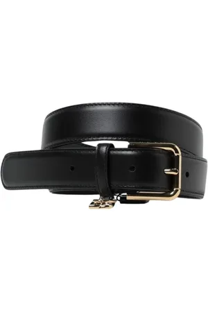 Dolce & Gabbana Akcesoria, Kobieta, Czarny, 80 CM, Czarny skórzany pasek z złotą sprzączką