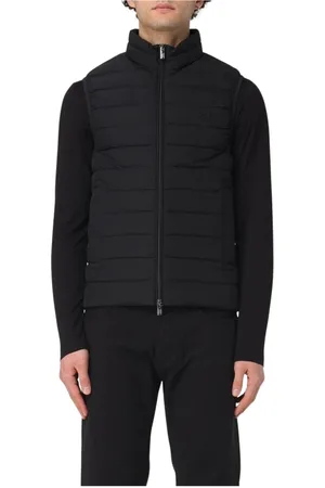 Emporio Armani Kurtki, Mężczyzna, Czarny, XL, Niebieska Pikowana Kurtka z Wysokim Kołnierzem i Zamkiem