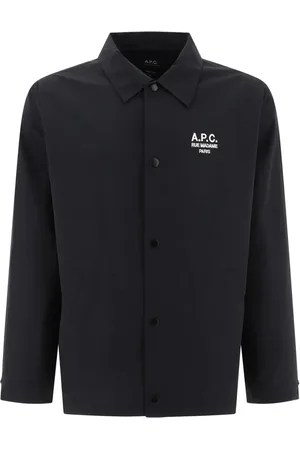 A.P.C. Koszule, Mężczyzna, Czarny, L, Bawełna, Koszula z kołnierzykiem francuskim z logo
