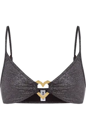 Moschino Stroje kąpielowe, Kobieta, Czarny, M, Bikini Top z Serduszkiem i Brokatem