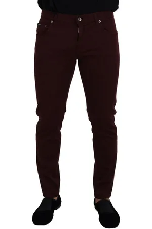 Dolce & Gabbana Jeansy, Mężczyzna, Czerwony, L, Bordeaux Slim Fit Bawełniane Jeansyy