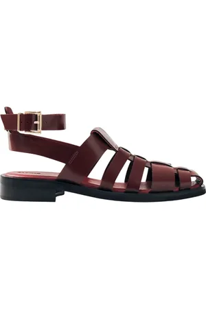 ALOHAS Buty, Kobieta, Czerwony, 38 EU, Perry Sleek Burgundzkie Skórzane Sandały