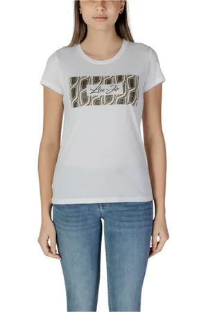 Liu Jo Koszulki, Kobieta, Biały, L, Bawełna, Bawełniany T-shirt z Krótkim Rękawem
