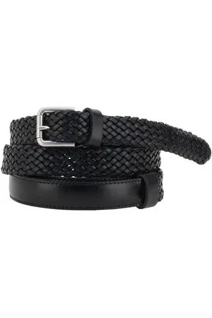 Dolce & Gabbana Akcesoria, Mężczyzna, Czarny, 100 CM, Skóra, Pleciony Pasek Skórzany