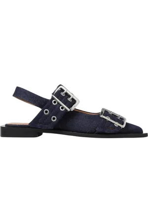 Ganni Buty, Kobieta, Niebieski, 40 EU, Denim, Niebieskie Denimowe Sandały na Pasku