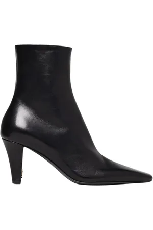 Saint Laurent Buty, Kobieta, Czarny, 38 EU, Czarne Skórzane Botki na Obcasie