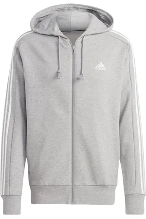 adidas Bluzy, Mężczyzna, Szary, 4XL, Męska Kurtka z Kapturem Szara Biała