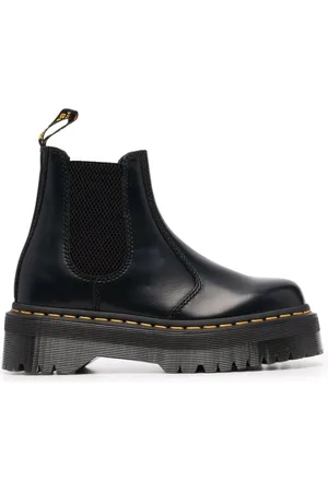 Dr. Martens Buty, Kobieta, Czarny, 39 EU, Skóra, Czarne skórzane platformowe botki Chelsea