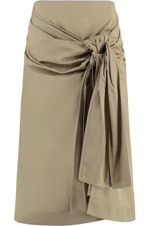 Bottega Veneta Spódnice, Kobieta, Beżowy, S, Bawełna, Bawełniana spódnica midi