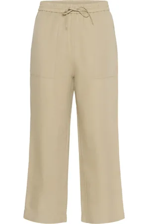 Part Two Spodnie, Kobieta, Beżowy, 3XL, Białe Papryka Luźne Spodnie lniane