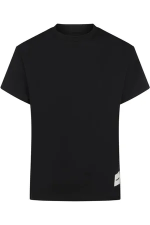 Jil Sander Koszulki, Mężczyzna, Czarny, L, Bawełniany T-shirt z monogramem marki
